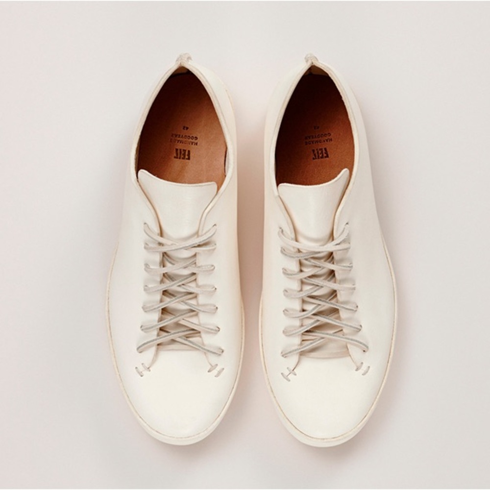 FEIT natural beige classic low top sneakers sewn by hand